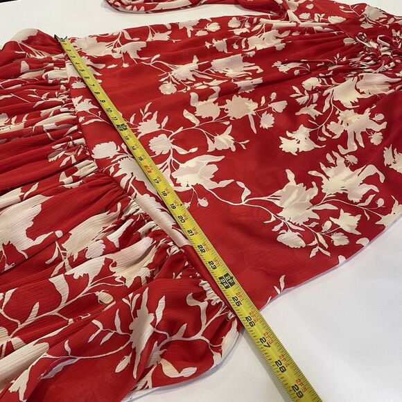 Johanna Ortiz X H&M Red Wild Roses Voluminous Satin Dress Kaftan Size XS - Picture 11 of 13